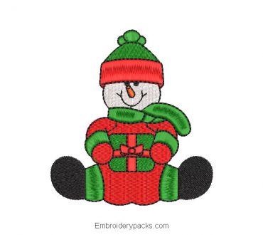 Embroidered snowman with christmas dress