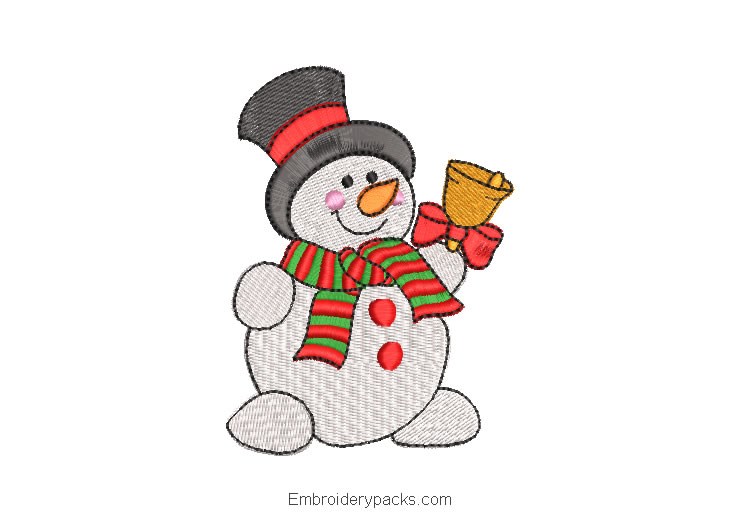 Embroidered snowman with scarf for Christmas