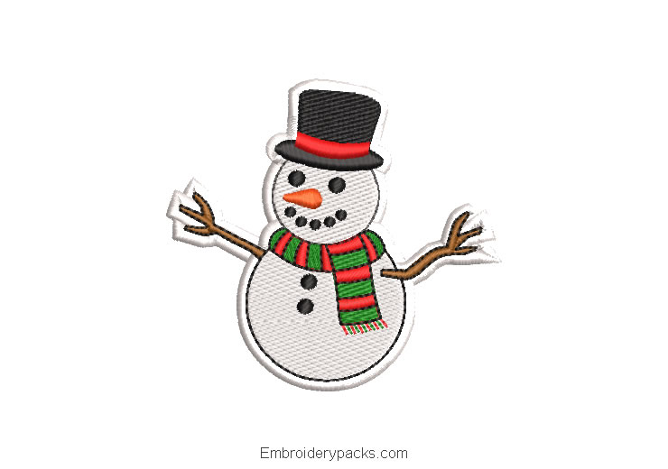 Embroidered snowman with scarf