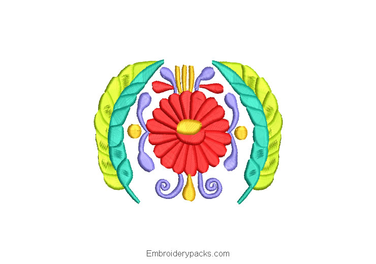 Embroidery Design Colorful Flowers Crown