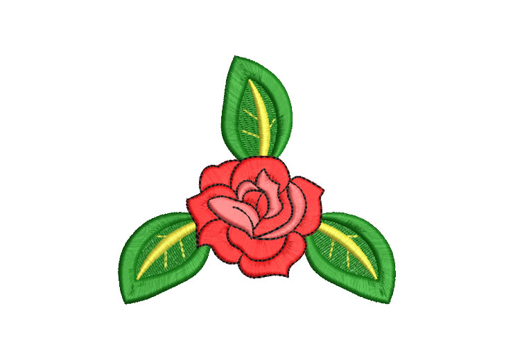 Embroidery Designs Roses with Green Branches