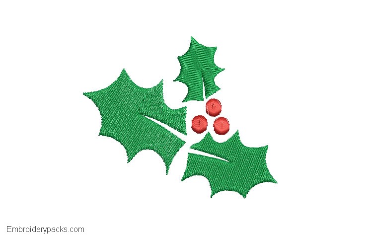 Embroidery Holly Leaves for Christmas