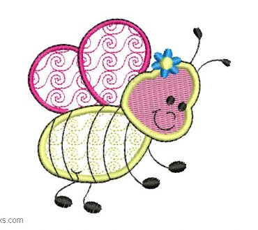 Embroidery design of bee flying