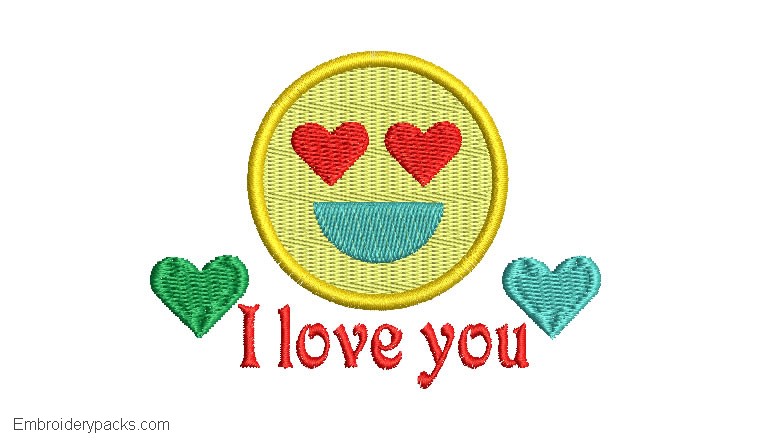 Embroidery designs of happy face I love you