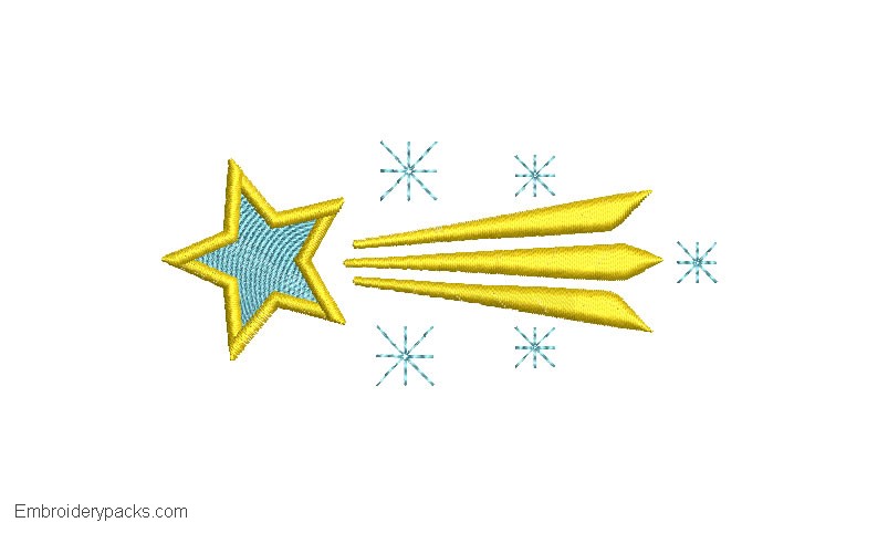 Embroidery designs of shooting star