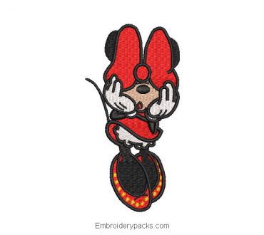 Embroidery minnie mouse covering her eyes