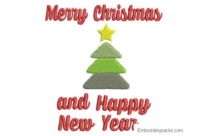Embroidery of Merry Christmas and Happy New Year