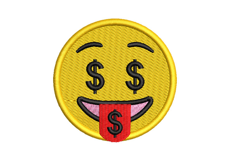 Emoji with Dollar Sign Embroidery Designs