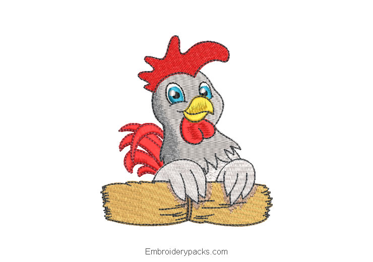 Farm Hen Embroidered Design