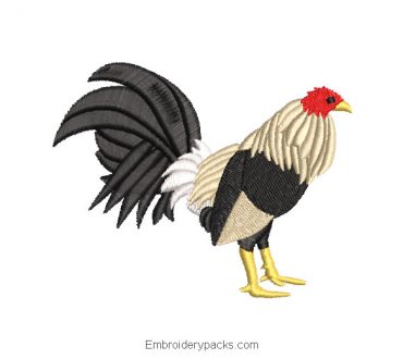 Fighting Rooster Embroidered Design