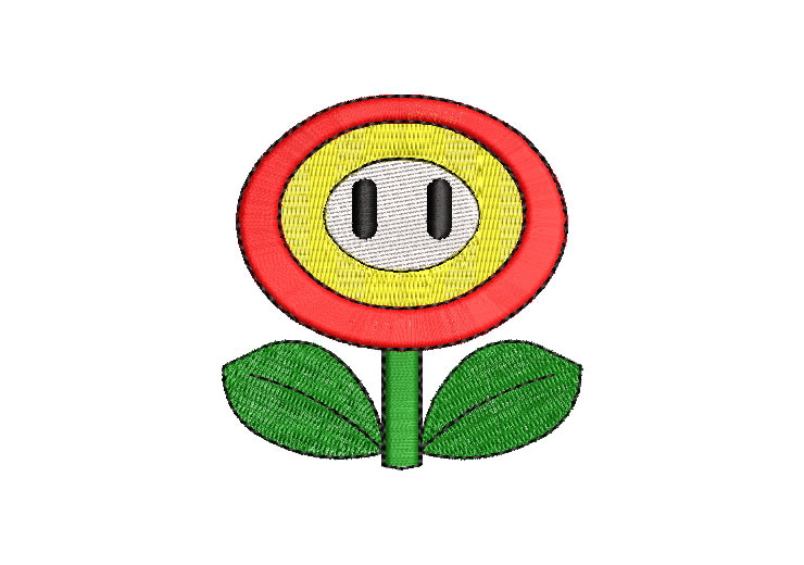 Fire Flower Super Mario Bros Embroidery Designs