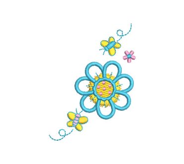 Flowers with Butterfly Embroidery Designs