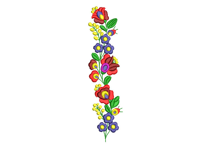Flowers with Colorful Leaves Artistic Embroidery Designs