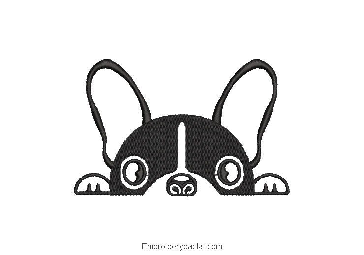 French bulldog dog face embroidery