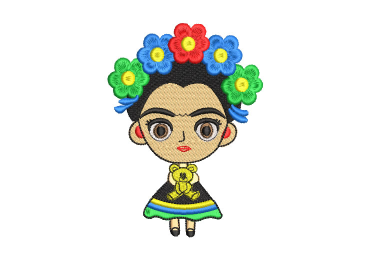 Frida Kahlo Child Doll Embroidery Designs