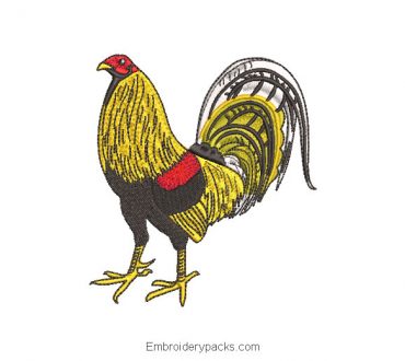 Game rooster design for embroidery machine