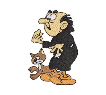 Gargamel with Smurfs Cat Embroidery Designs