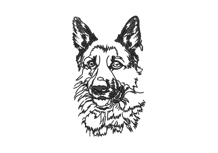 German Shepherd Face Embroidery Design