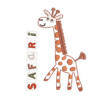Giraffe with Letter Safari Embroidery Designs