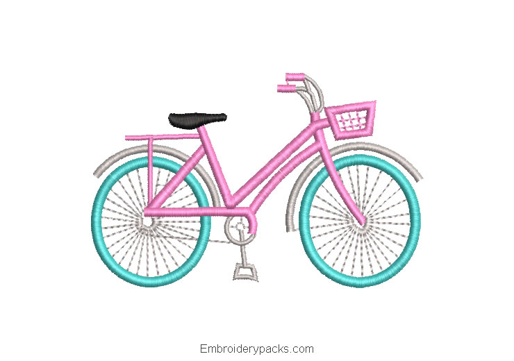 Girl Bicycle Embroidered Design