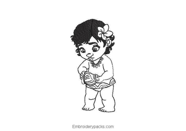 Girl with flower embroidery design