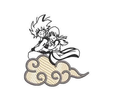 Goku and Chi-Chi Flying Dragon Ball Z Embroidery Designs