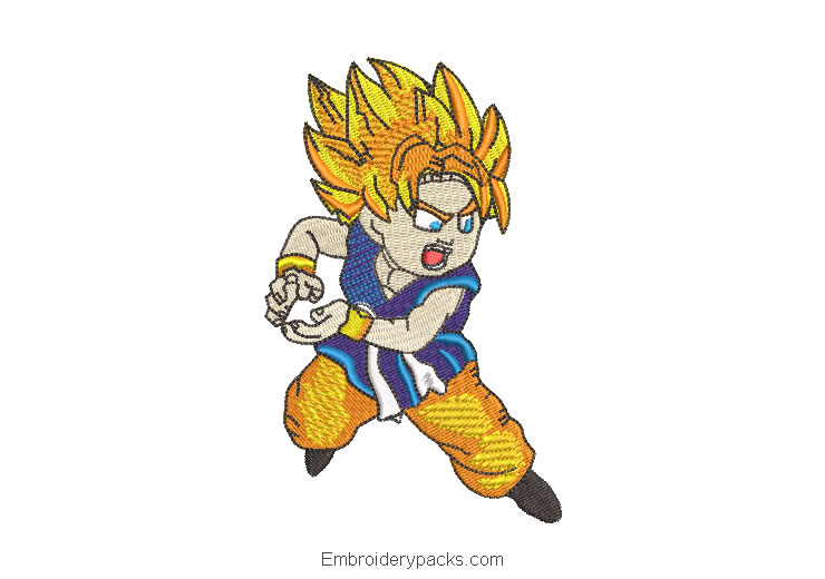 Goku design for machine embroidery