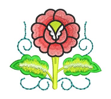 Gradient Flowers with Leaves Embroidery Designs