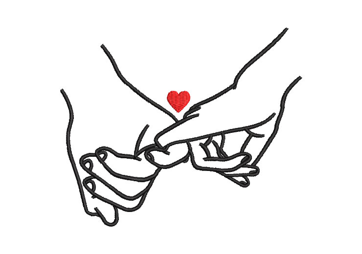 Hands Making a Promise of Love Embroidery Designs
