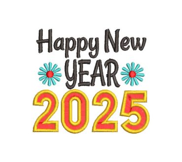 Happy New Year 2025 Embroidery Designs