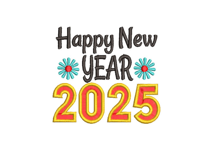 Happy New Year 2025 Embroidery Designs