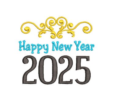 Happy New Year 2025 Letter Embroidery Designs