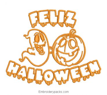 Happy halloween letter embroidery design