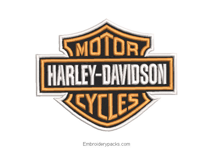 Harley davidson motor logo embroidery design