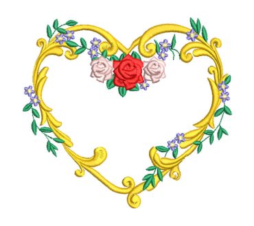 Heart Wreath with Roses Embroidery Designs