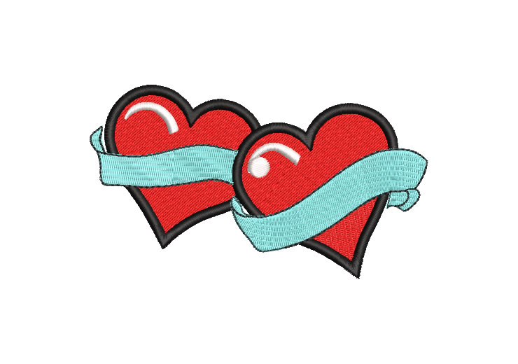 Heart with Bow Embroidery Designs
