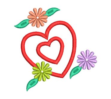 Heart with Flower Decoration Embroidery Designs