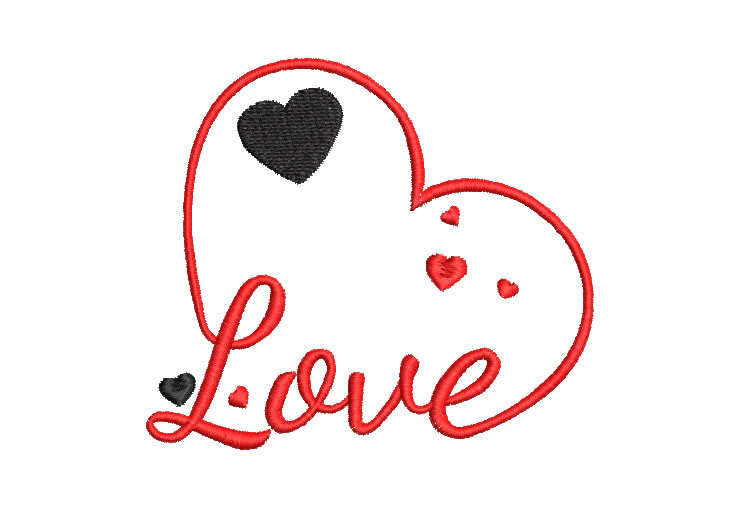 Heart with Love Letter Embroidery Designs