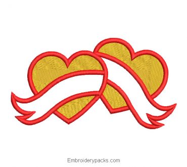 Heart with bow machine embroidery design