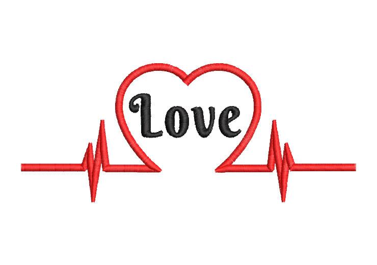 Heartbeat Line Embroidery Designs