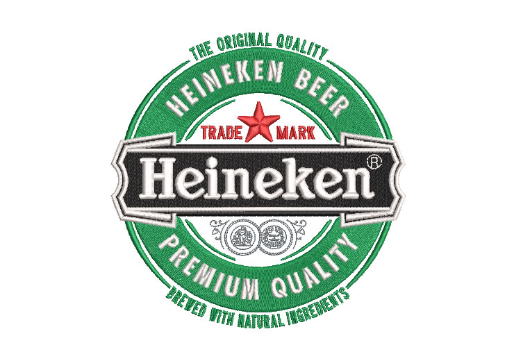 Heineken logo letters with red star Embroidery Designs