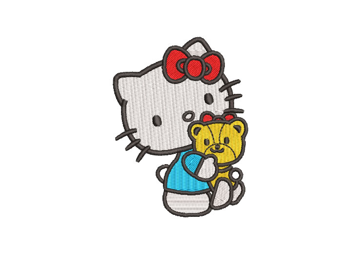 Hello Kitty with Bear Embroidery Designs