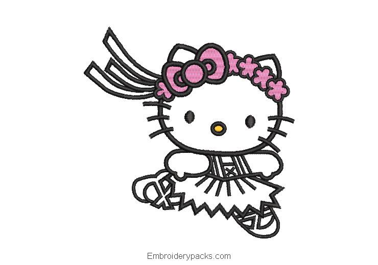 Hello kitty embroidery border with flower headband