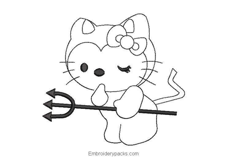 Hello kitty embroidery edge with sword