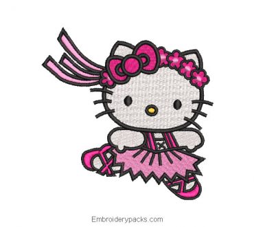 Hello kitty embroidery with flower headband
