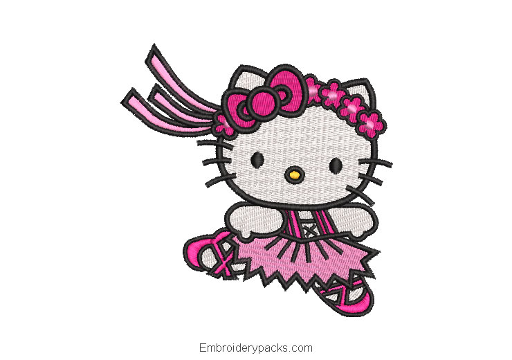 Hello kitty embroidery with flower headband