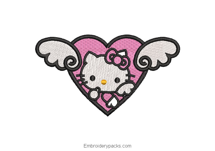 Hello kitty heart embroidery