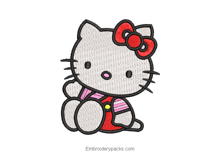 Hello kitty sitting embroidery design - Embroidery Designs Packs