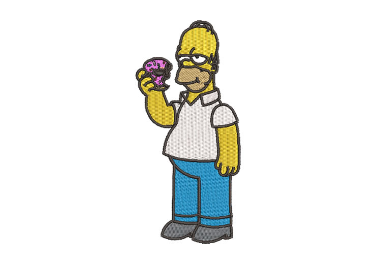 Homer Simpson Eating Donut Embroidery Designs