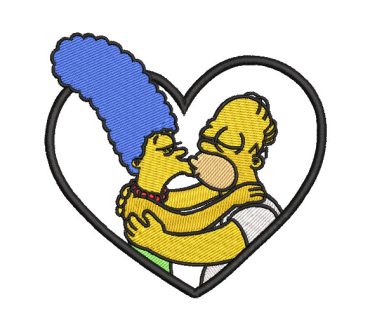 Homer and Marge Simpson Hugging Embroidery Designs